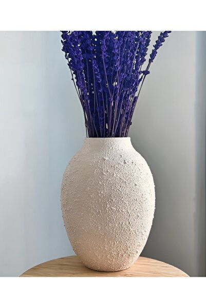 peblee 3d Plastik Taş Görünümlü Vazo Whitepeb