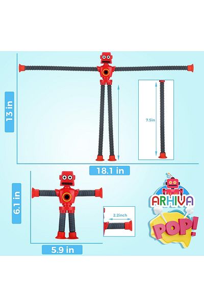 AWH 10-Pack Telescopic Suction Cup Robot Toys, Party Favors for Kids, Goodie Bag Fillers & Gifts