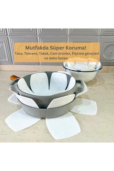 STOREMAX Daliashops Set of 12 Pan Pot Protector and Organizer Felt White Star Collection 542167