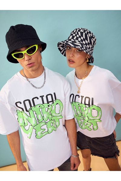 Mascln Sassafras By Styli Social Introvert Graphic Oversized T-Shirt