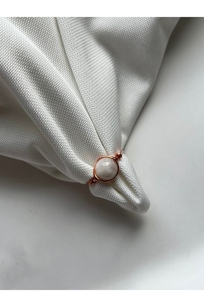 PelvedDesign 8mm Moon Stone Copper Adjustable Wire Ring Handmade
