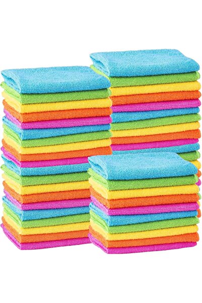 AWH عبوة من 50 قطعة قماش تنظيف من الألياف الدقيقة، 30×30 سم، خالية من الوبر، ...