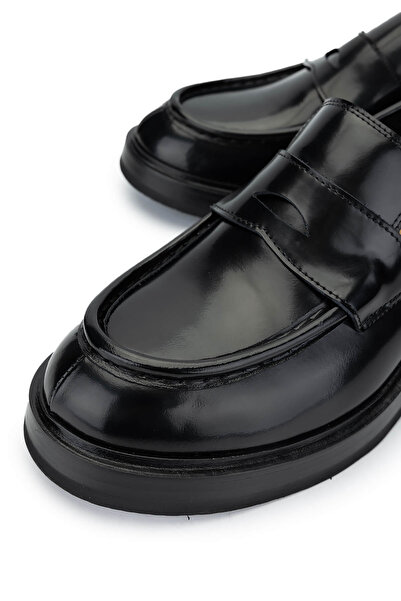 Tamer Tanca Erkek Hakiki Deri Siyah Açma Loafer Ayakkabı