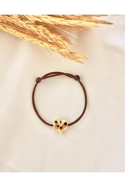 Atelier Çağla سوار بني على شكل قلب مورانو من الزجاج بنقشة الفهد