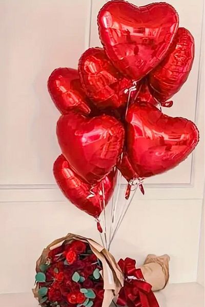 BeySüS Shiny Red Heart Foil Balloon - 5 Pieces 45cm