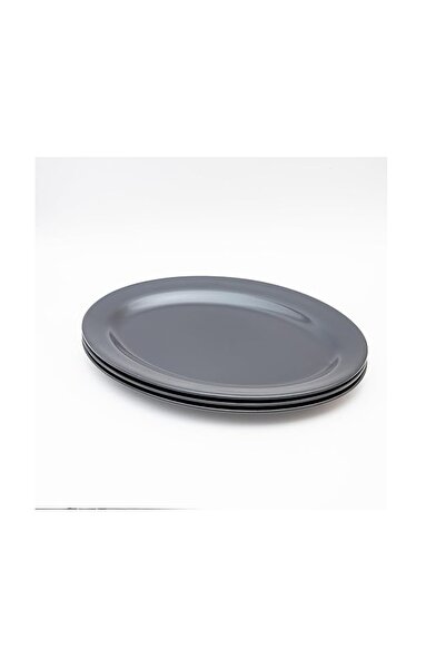 mastergold ( 35 CM ) 3 Piece Premium Melamine Oval Serving Plate Black Easy to Store Durable Shatterproof