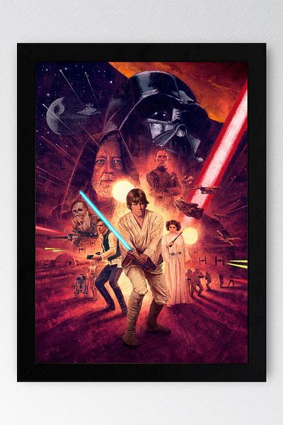 Saturn Star Wars Framed Painting - Space Wars Fim Poster Painting