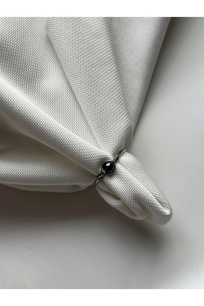 PelvedDesign Minimal Hematite Stone Adjustable Silver Wire Ring