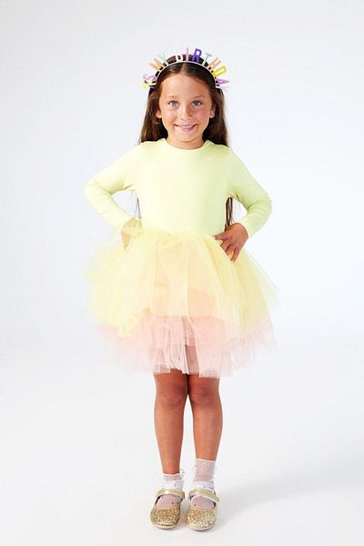 Le Mabelle Ballerina-Kleid für Mädchen mit gelbem Tutu-Rock – Miranda