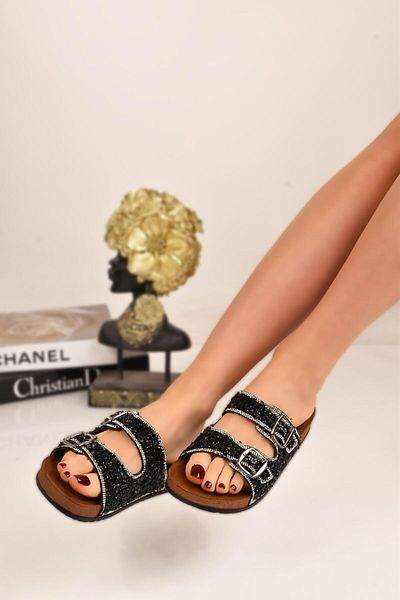 Peta Natural Stone Orthopedic Sole Women's Slippers Double Banded Buckle Daily Comfortable Slippers