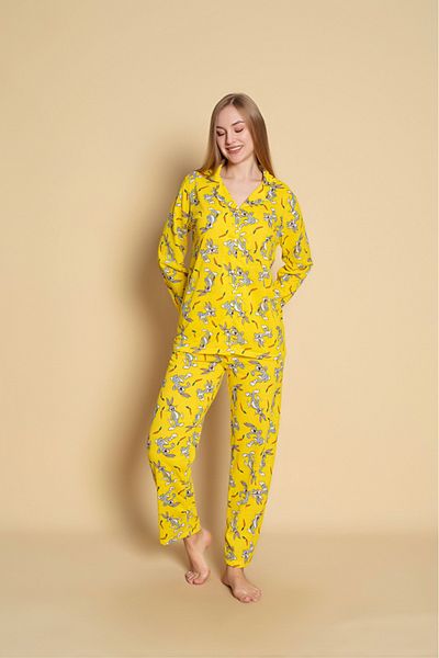 Yerli Women's Front Button Pajamas Set Bugs Bunny Printed