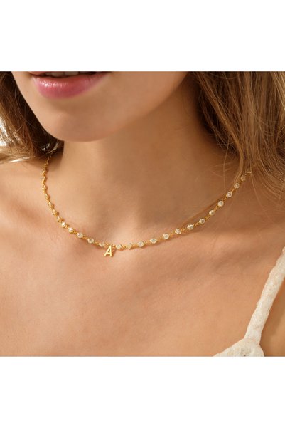 Queen Silver Jewelry 925 ayar gümüş kişiye özel harfli beyaz zirkon taşlı tam...
