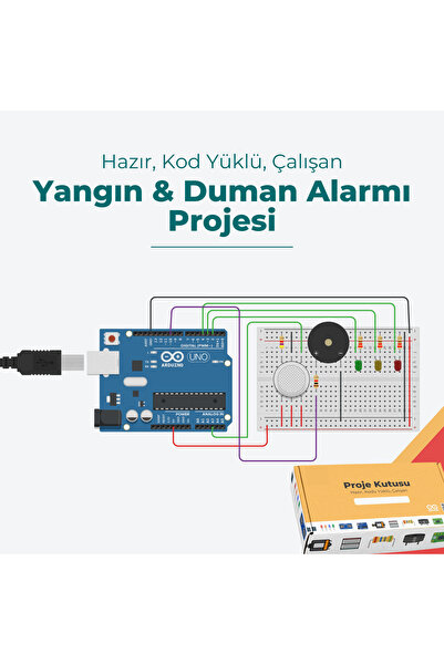 RoboThink Arduino Yangın & Duman Alarmı Projesi - Hazır Kodlanmış Çalışan Proje Seti