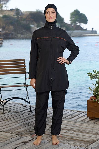 REMSA Black Hijab Swimsuit - Parachute Full Covered, Model 22995