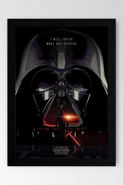 Saturn Star Wars Darth Vader Framed Painting - Space Wars Fim Poster Painting