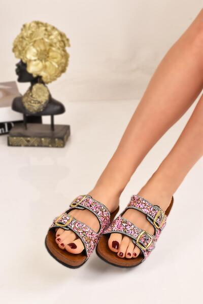 MODAONN Natural Stone Orthopedic Sole Women's Slippers Double Banded Buckle Daily Comfortable Slippers