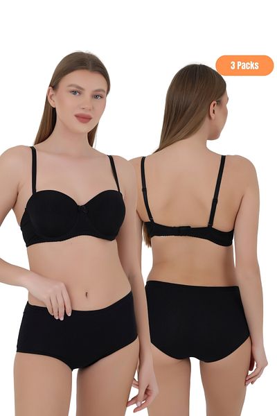 CNT Chiloți pentru femei cu talie înaltă - Set de 3 extra moi (NEGRU, ALB, CULOARE PIELE)