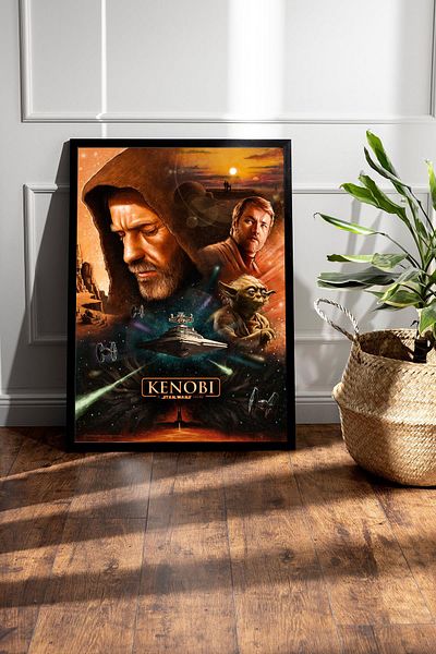 Saturn Star Wars Kenobi Framed Painting - Space Wars Fim Poster Painting
