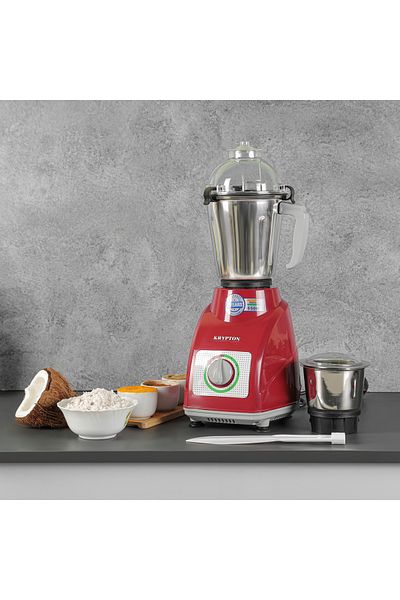 KRYPTON 2-in-1 Mixer Grinder/Blender 550W|Powerful Motor,Stainless Steel Jars&Blade | Multicolour