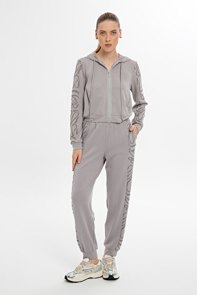 GİZİA Kolları Baskılı Gri Ceket