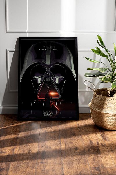 Saturn Star Wars Darth Vader Framed Painting - Space Wars Fim Poster Painting