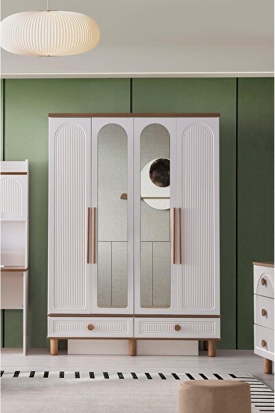 Avm 24 Ücretsiz Montaj-%100 MDF-Aytaşı-Bohem Craft 4 kapaklı Aynalı Gardırop