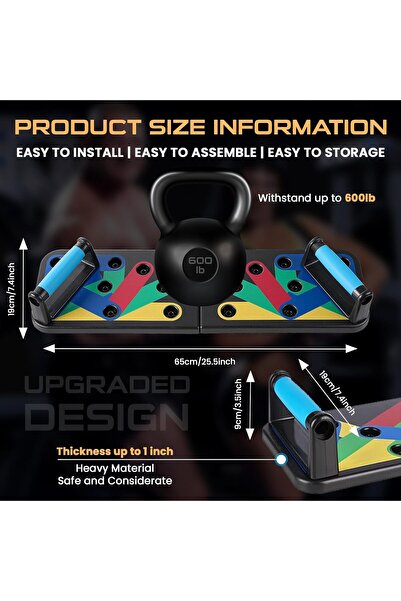 AWH لوح تمرين الضغط 9 في 1، نظام قضيب تمرين الضغط متعدد الوظائف للرجال والنساء، معدات تمرين منزلي