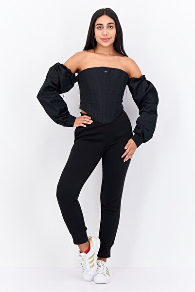 adidas قميص كورسيه خارجي بأكمام طويلة مناسب للرياضة للنساء، أسود