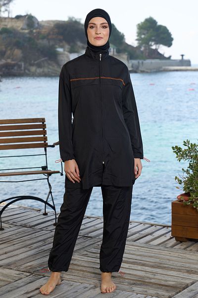 REMSA Black Hijab Swimsuit - Parachute Full Covered, Model 22995