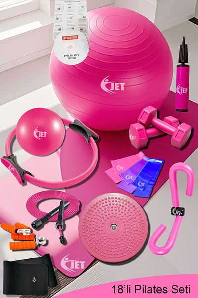 Jet Pilates Ball Set of Yoga Plates Supplies with Necessary Pilates Set 18 Pieces Equipment