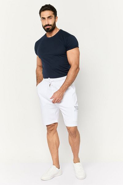 GAZZARRİNİ Men Brand Logo Cargo Shorts, White