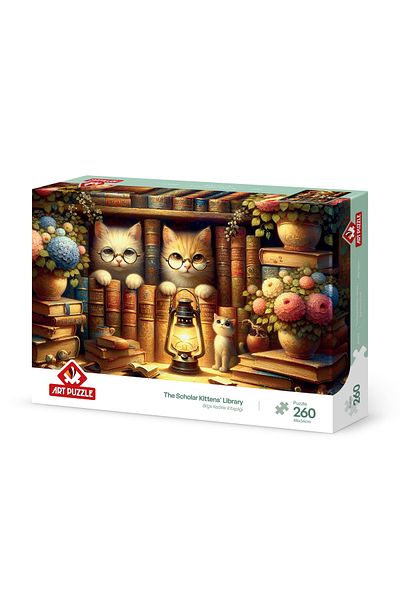 Art Puzzle Wise Cats Bookshelf 260 Piece Puzzle