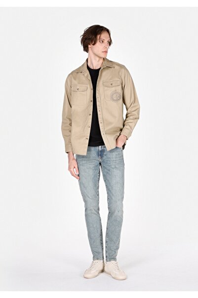 Colin's Comfort Fit Shirt Neck Düz Erkek Bej Uzun Kol Gömlek Cl1070147