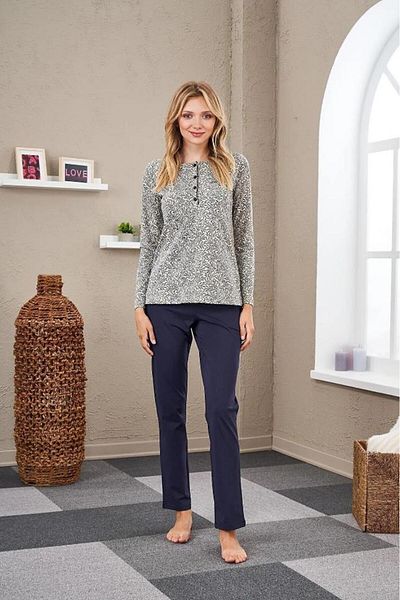 PJS 23525 طقم بيجامة منقوشة نسائية