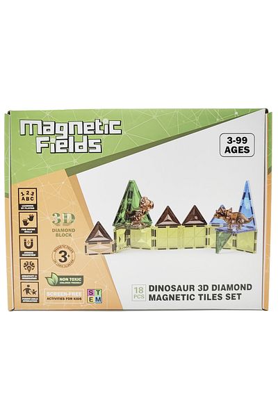 Magnetic Fields Dinosaur 3D Diamond Magnetic Tiles set-18 Pcs