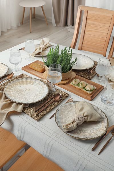 Keramika Farfurie de serviciu Sirius Vintage - 27 Cm, 6 Bucuri, Culoare Crem, 22146