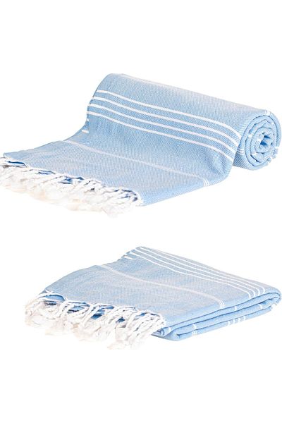 STOREMAX Beach and Pool Suitable Stripe Blue Body and Head Thin Towel Set - for Fitness 1082424