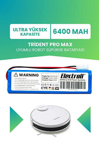 ELECTROLL Trident Pro Max Uyumlu Batarya (ULTRA YÜKSEK KAPASİTE) 6400mah Pil ...