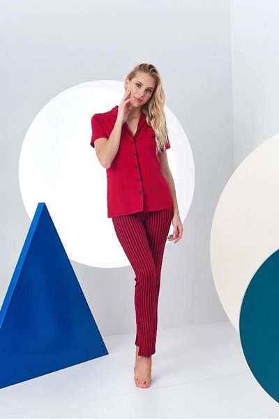 Pjs Pijama Pjs 24156 بدلة بيجامة نسائية مخططة بأزرار
