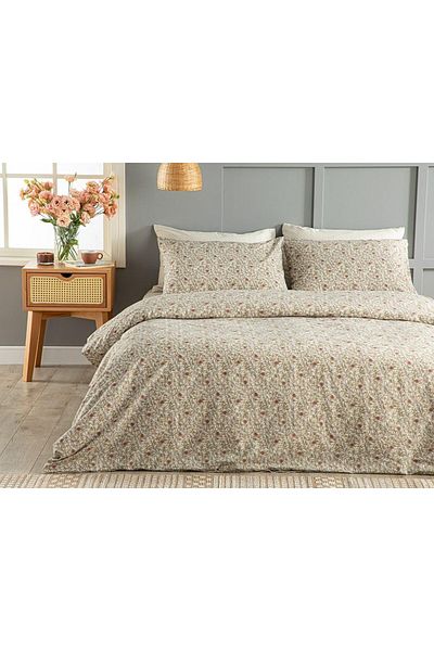 STOREMAX Ntwork Home Pure Poppy Easy-Iron Double Duvet Cover Set 200X220 cm Beige Art 1087243