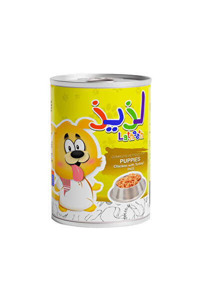 Latheeth طعام معلب للجراء من الدجاج والديك الرومي مع الباتيه - 400 جرام - عبو...