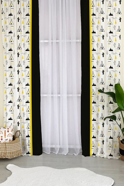 Lolla Black Detailed Tent Background Curtain 1000