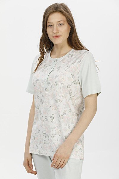 Pijadore 1206 Ženska pidžama sa kratkim rukavima i cvetnim uzorkom