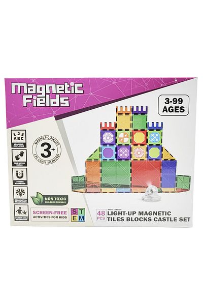 Magnetic Fields Light Magnetic Tiles Blocks Castle set- 48 Pcs