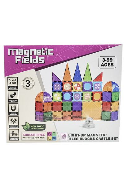 Magnetic Fields Light Magnetic Tiles Blocks Castle set- 58 Pcs
