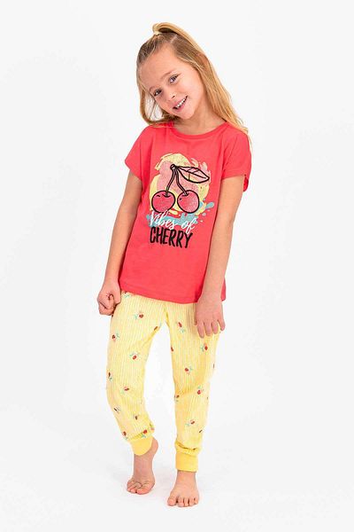 ROLY POLY 2410 Girl's Vibes Of Cherry Pomegranate Flower Short Sleeve Pajama Set