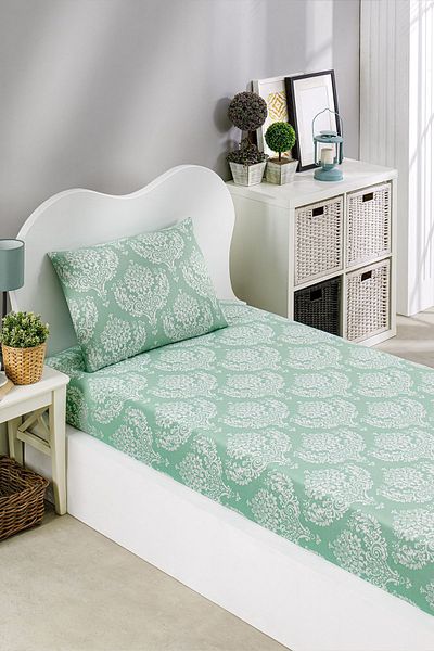 Eponj Home Single Post Aquagreen Pes Elastic Sheet Set