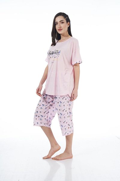 Estiva 22071 Women's Viscose Short Sleeve Capri Pajama Set