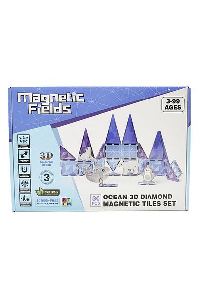 Magnetic Fields Ocean 3D Diamond Magnetic Tiles Set-30 Pcs