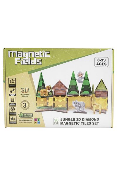 Magnetic Fields Jungle 3D Diamond Magnetic Tiles Set-30 Pcs